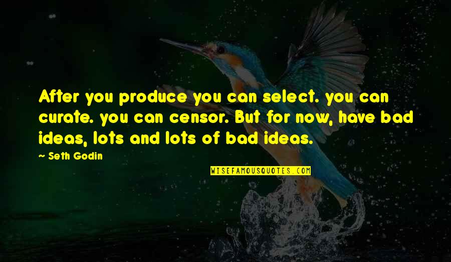 Bad Ideas Quotes By Seth Godin: After you produce you can select. you can