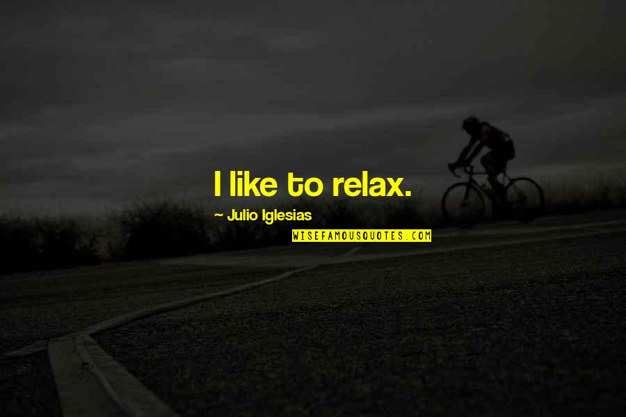 Bad Karma Will Get You Quotes By Julio Iglesias: I like to relax.