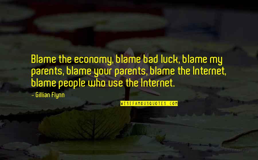 Bad Luck Quotes By Gillian Flynn: Blame the economy, blame bad luck, blame my