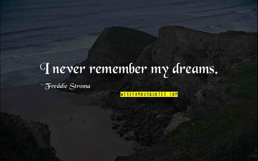 Bad Mentality Quotes By Freddie Stroma: I never remember my dreams.