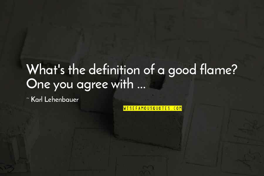 Bad Minds Quotes By Karl Lehenbauer: What's the definition of a good flame? One