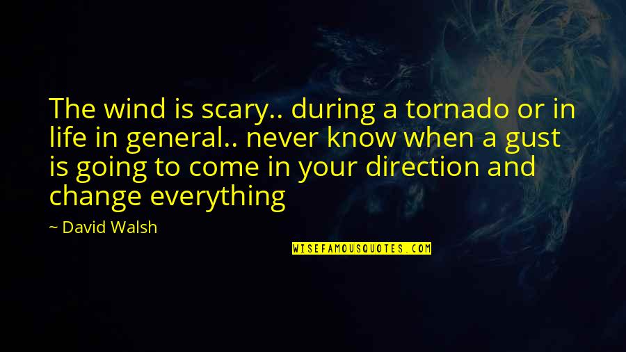 Bad Monday Morning Quotes By David Walsh: The wind is scary.. during a tornado or