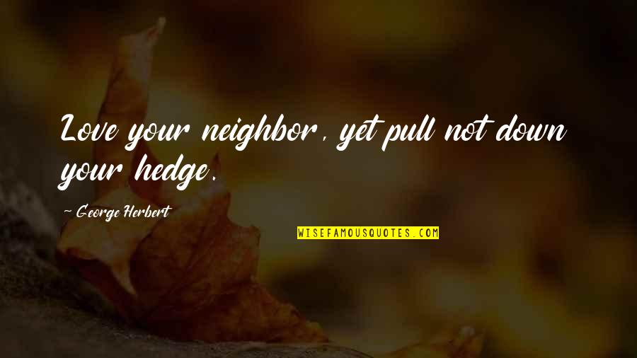 Bad Mood Picture Quotes By George Herbert: Love your neighbor, yet pull not down your