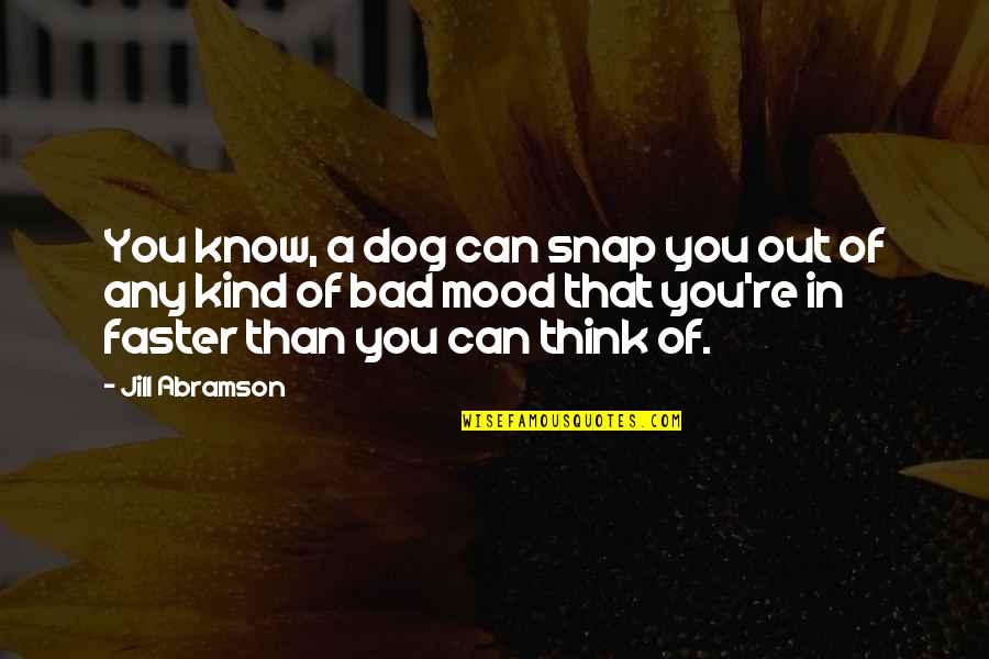 Bad Mood Quotes By Jill Abramson: You know, a dog can snap you out