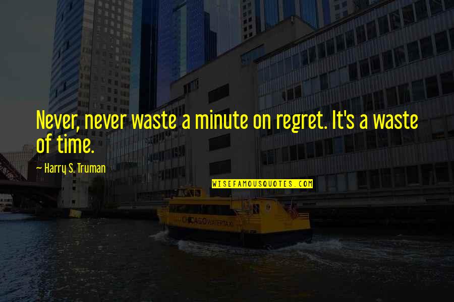 Bad Motherhood Quotes By Harry S. Truman: Never, never waste a minute on regret. It's