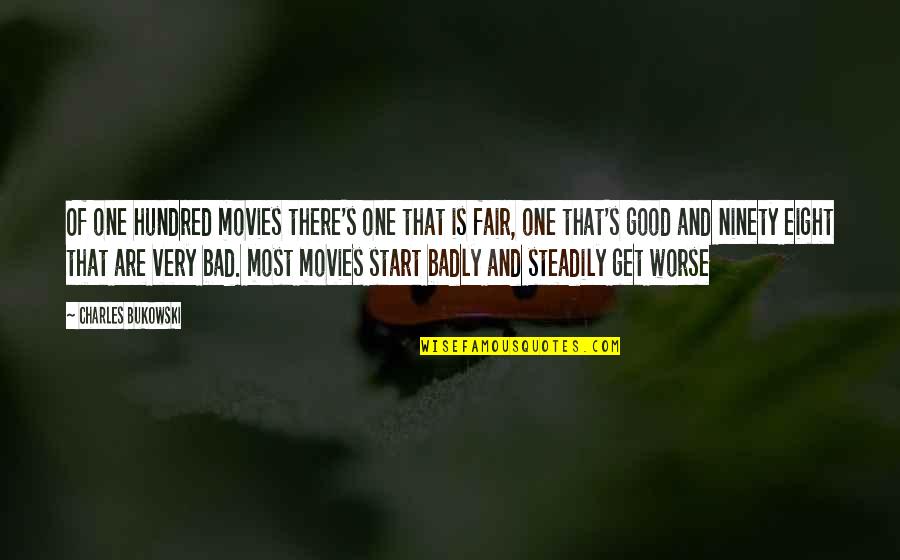 Bad Movies Quotes By Charles Bukowski: Of one hundred movies there's one that is
