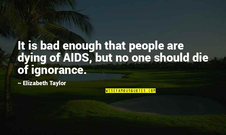 Bad People Quotes By Elizabeth Taylor: It is bad enough that people are dying