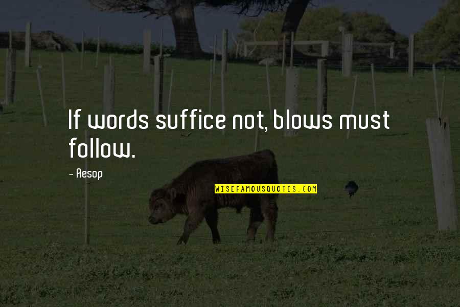 Bad Pitching Quotes By Aesop: If words suffice not, blows must follow.