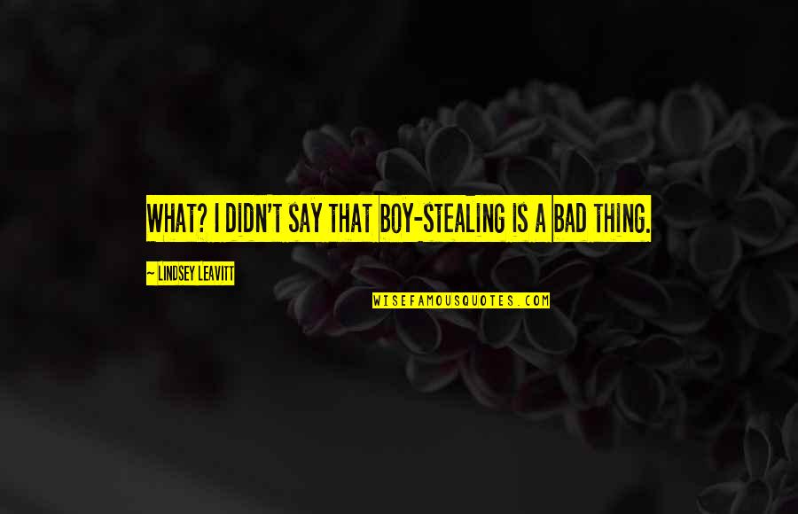 Bad Romance Quotes By Lindsey Leavitt: What? I didn't say that boy-stealing is a