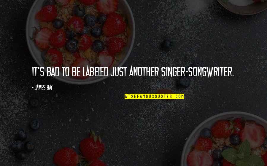 Bad Singer Quotes By James Bay: It's bad to be labeled just another singer-songwriter.