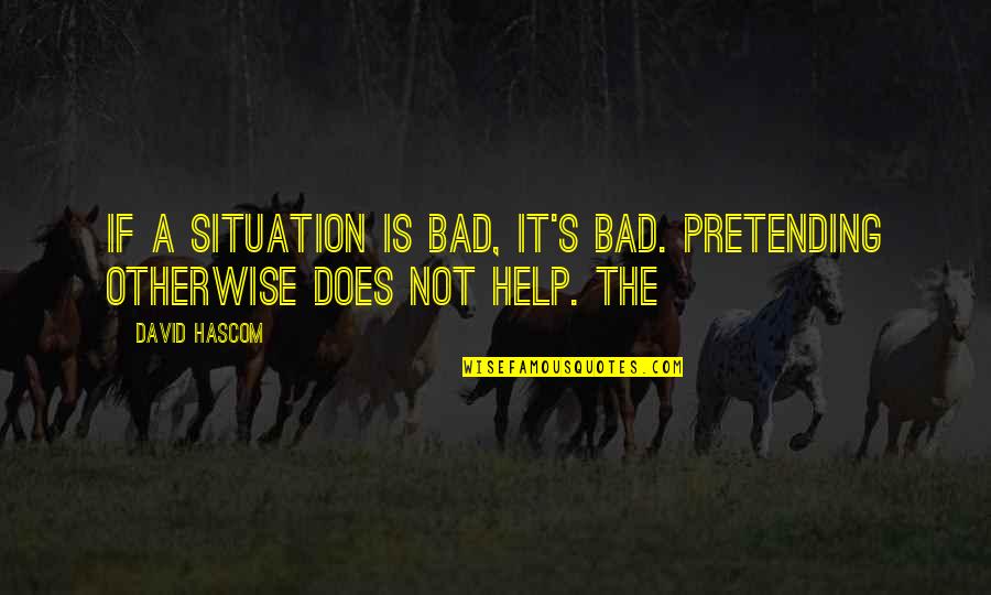 Bad Situation Quotes By David Hascom: If a situation is bad, it's bad. Pretending