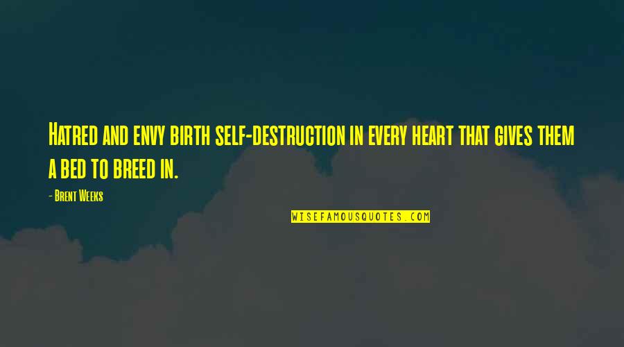 Bad Team Leader Quotes By Brent Weeks: Hatred and envy birth self-destruction in every heart