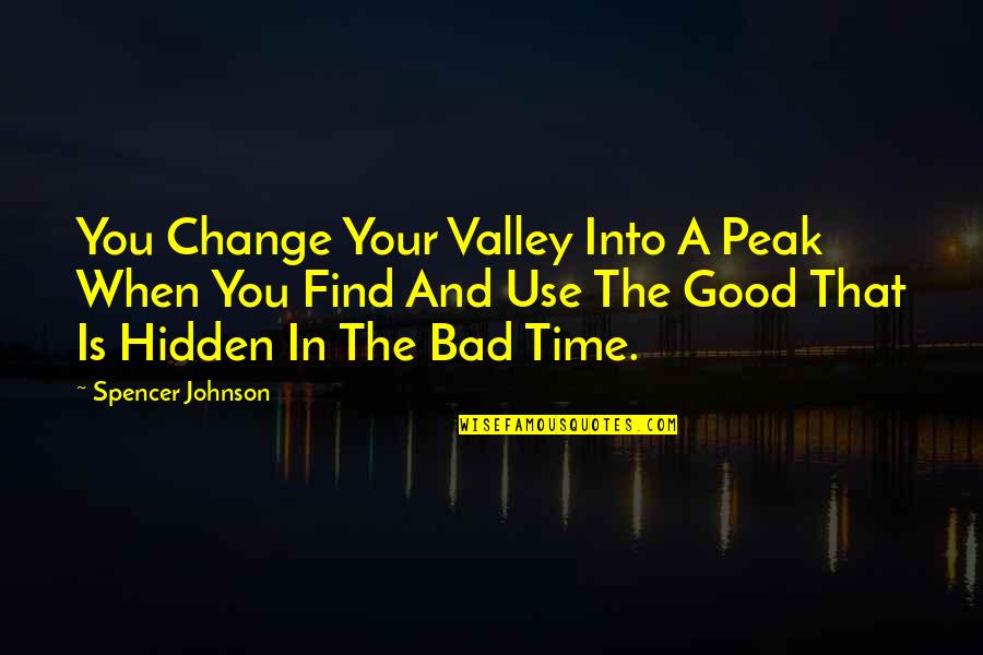 Bad Time Quotes By Spencer Johnson: You Change Your Valley Into A Peak When