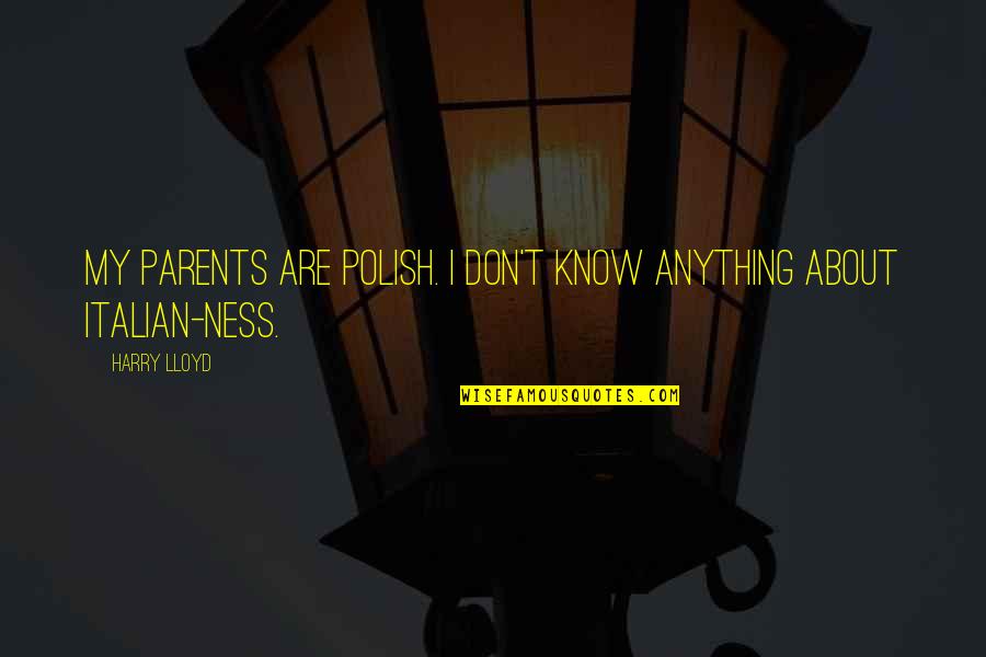 Badalament Robert Quotes By Harry Lloyd: My parents are Polish. I don't know anything