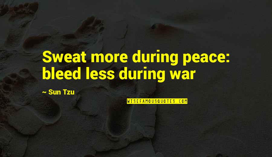 Badass War Quotes By Sun Tzu: Sweat more during peace: bleed less during war