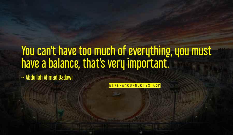 Badawi's Quotes By Abdullah Ahmad Badawi: You can't have too much of everything, you