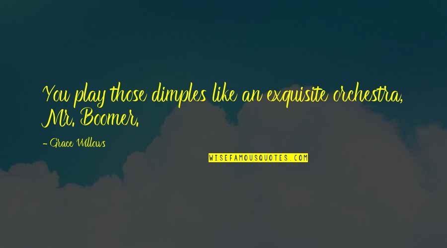 Baddoogie Quotes By Grace Willows: You play those dimples like an exquisite orchestra,