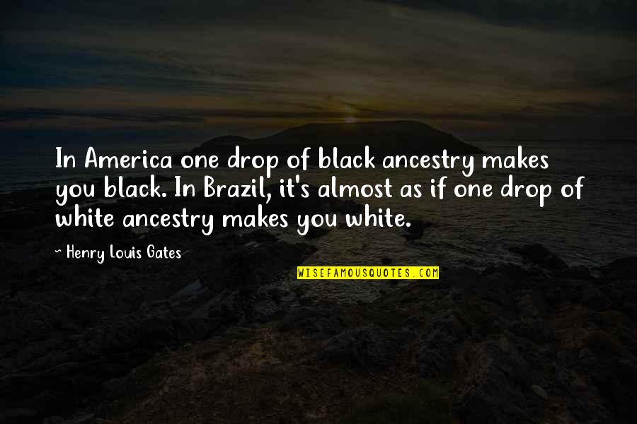 Badell Grau Quotes By Henry Louis Gates: In America one drop of black ancestry makes Badell Grau Quotes By Henry Louis Gates: In America one drop of black ancestry makes