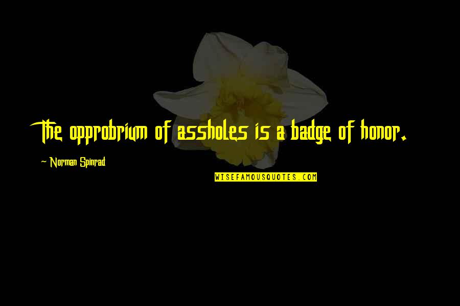 Badges Quotes By Norman Spinrad: The opprobrium of assholes is a badge of