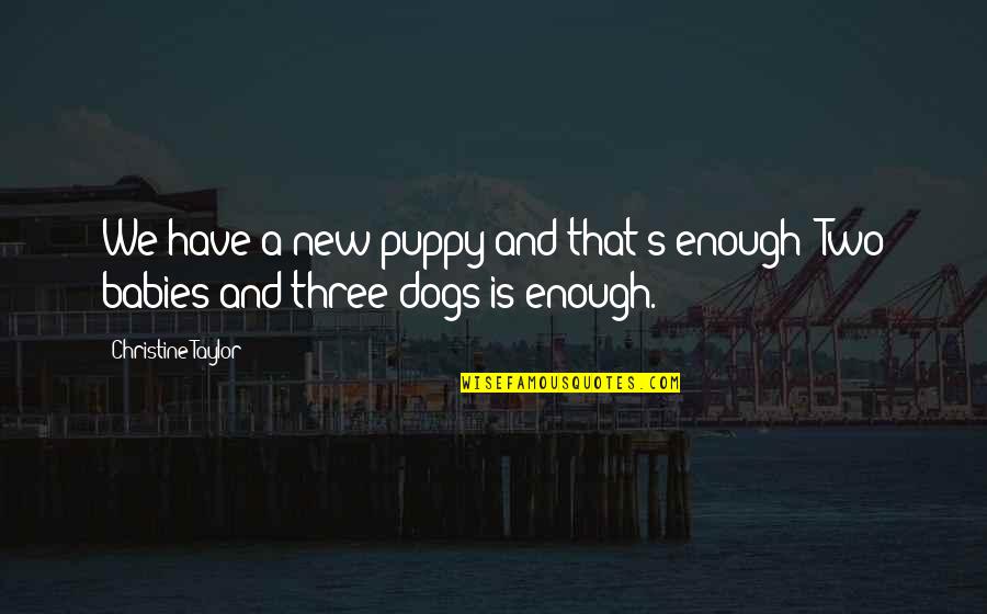 Badoom Gif Quotes By Christine Taylor: We have a new puppy and that's enough!