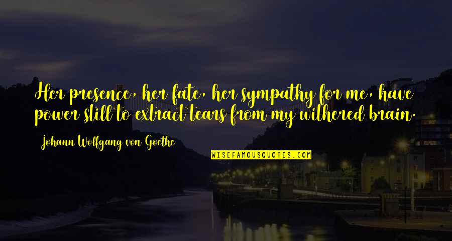 Badoura Quotes By Johann Wolfgang Von Goethe: Her presence, her fate, her sympathy for me,