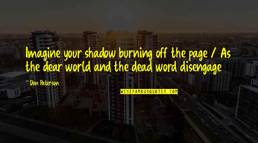 Badowski Druzak Quotes By Don Paterson: Imagine your shadow burning off the page /