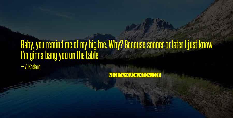 Baets Sleepy Quotes By Vi Keeland: Baby, you remind me of my big toe. Baets Sleepy Quotes By Vi Keeland: Baby, you remind me of my big toe.