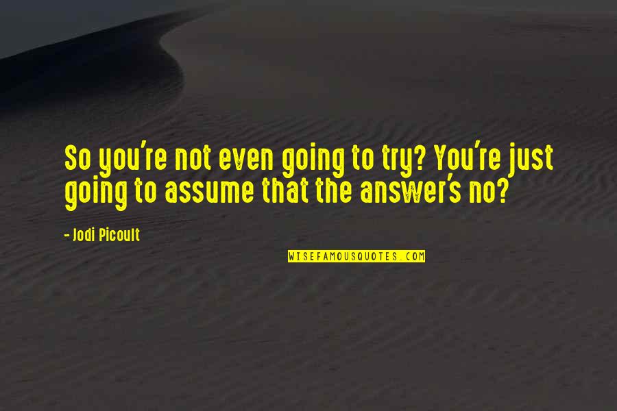 Baffins Pond Quotes By Jodi Picoult: So you're not even going to try? You're