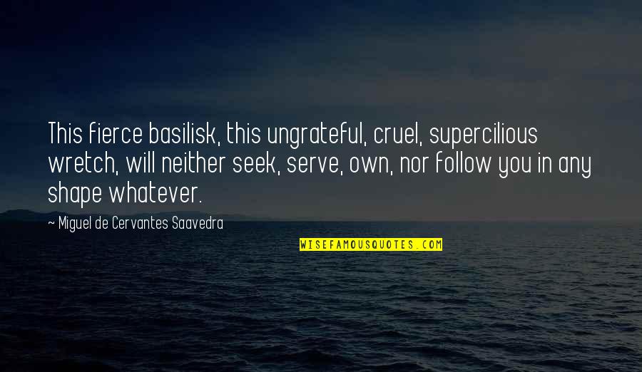 Bag Contents Quotes By Miguel De Cervantes Saavedra: This fierce basilisk, this ungrateful, cruel, supercilious wretch,