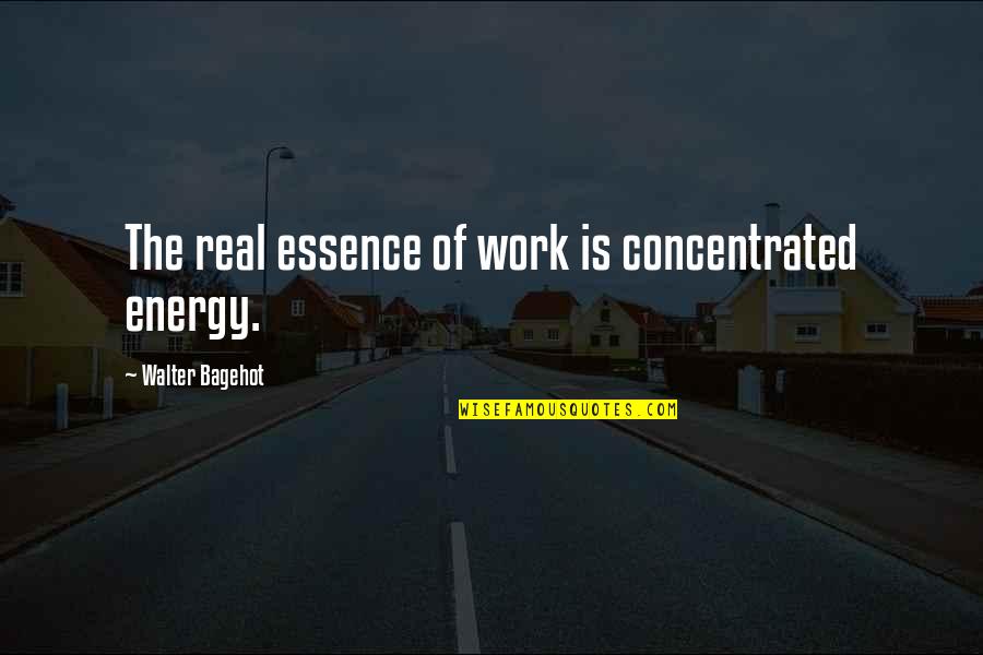 Bagehot Walter Quotes By Walter Bagehot: The real essence of work is concentrated energy.