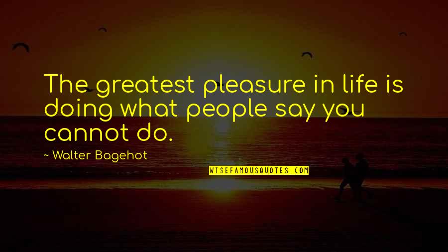 Bagehot Walter Quotes By Walter Bagehot: The greatest pleasure in life is doing what