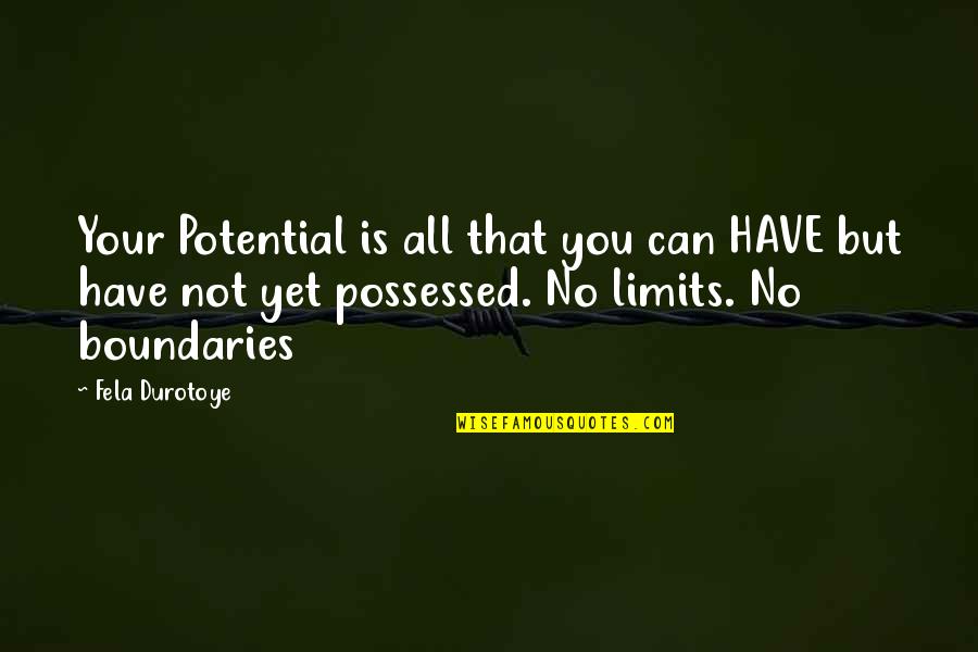 Baggett Quotes By Fela Durotoye: Your Potential is all that you can HAVE