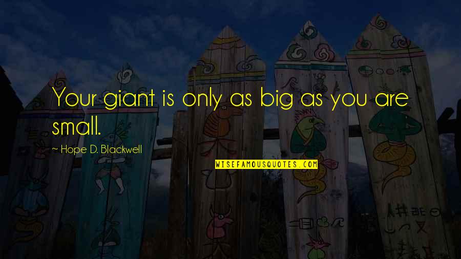 Baggot Street Quotes By Hope D. Blackwell: Your giant is only as big as you