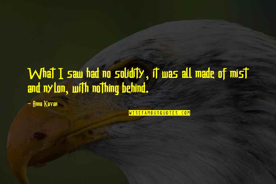 Bahaism Beliefs Quotes By Anna Kavan: What I saw had no solidity, it was