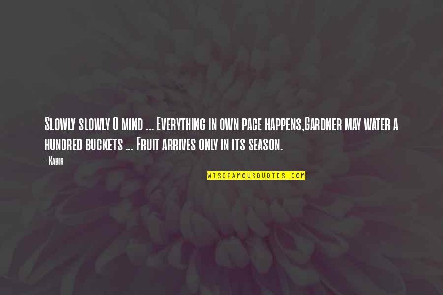 Bahareh Sharafi Quotes By Kabir: Slowly slowly O mind ... Everything in own Bahareh Sharafi Quotes By Kabir: Slowly slowly O mind ... Everything in own