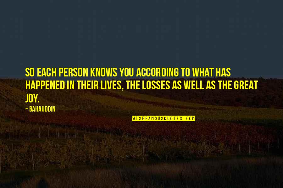 Bahauddin Quotes By Bahauddin: So each person knows you according to what
