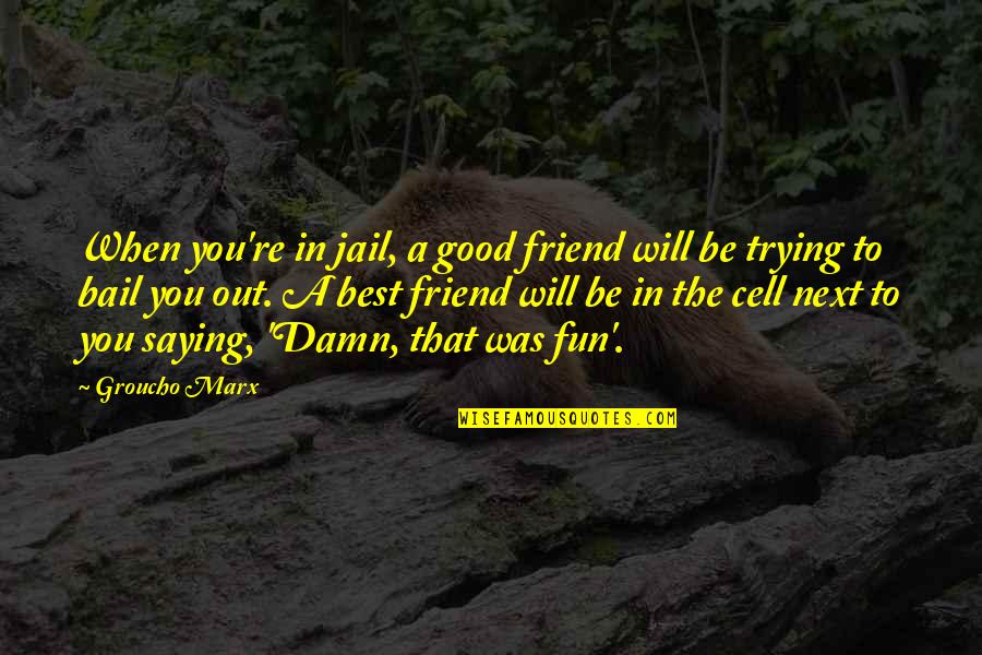 Bail Out Quotes By Groucho Marx: When you're in jail, a good friend will