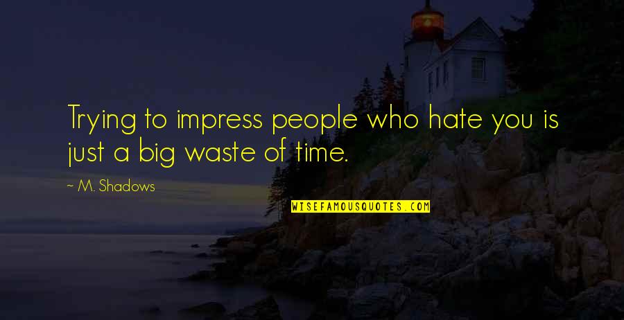 Bailiffs Cottage Quotes By M. Shadows: Trying to impress people who hate you is