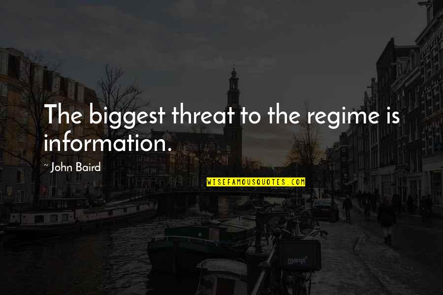 Baird Quotes By John Baird: The biggest threat to the regime is information.