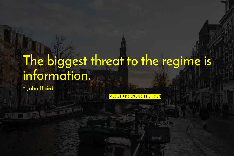 Baird's Quotes By John Baird: The biggest threat to the regime is information.