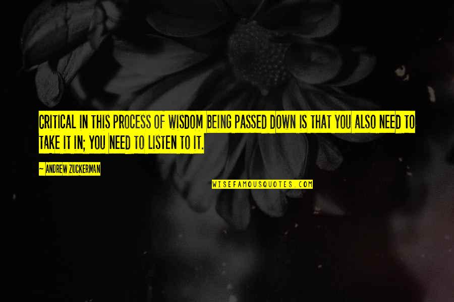 Baits 2 Quotes By Andrew Zuckerman: Critical in this process of wisdom being passed