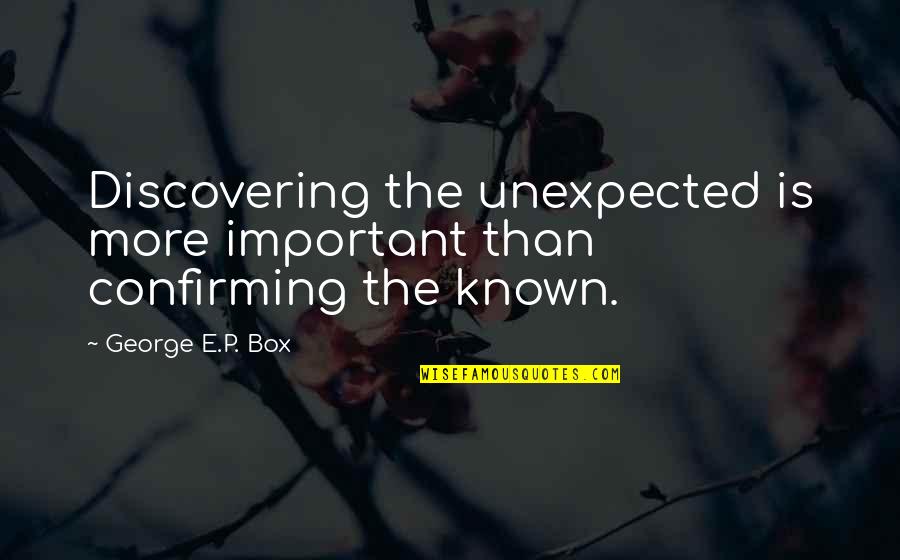 Baiyina Abdas Salaam Quotes By George E.P. Box: Discovering the unexpected is more important than confirming Baiyina Abdas Salaam Quotes By George E.P. Box: Discovering the unexpected is more important than confirming
