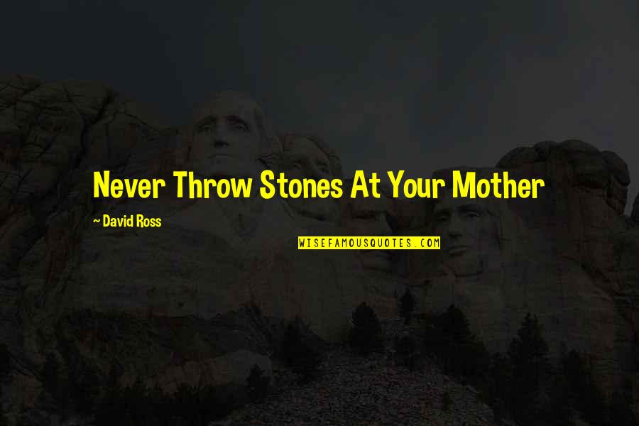 Bajababygear Quotes By David Ross: Never Throw Stones At Your Mother