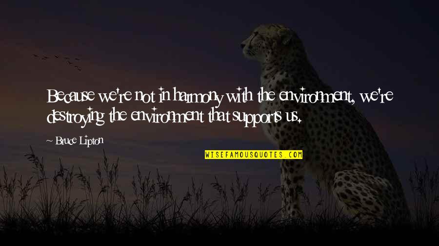 Bajillionaire Quotes By Bruce Lipton: Because we're not in harmony with the environment, Bajillionaire Quotes By Bruce Lipton: Because we're not in harmony with the environment,
