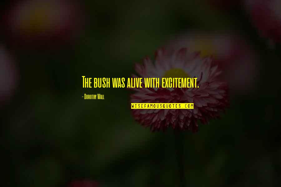 Bakestone Brothers Quotes By Dorothy Wall: The bush was alive with excitement. Bakestone Brothers Quotes By Dorothy Wall: The bush was alive with excitement.