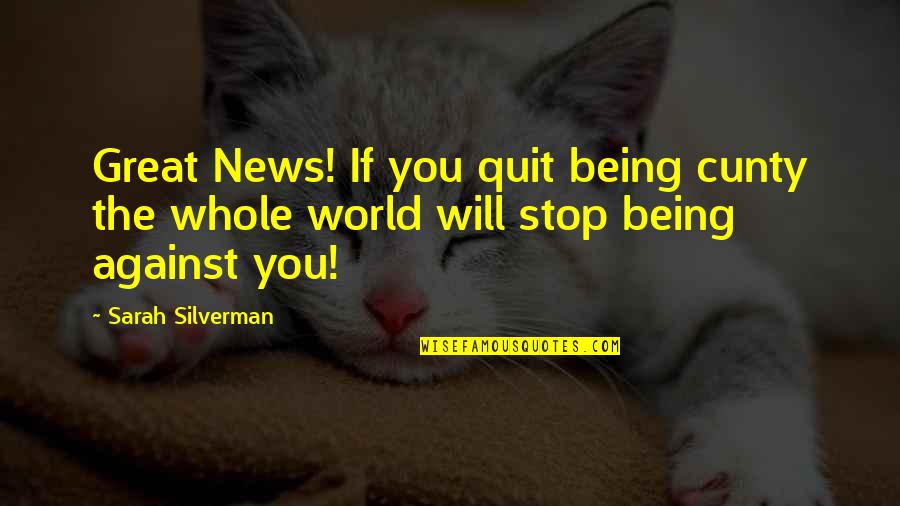 Bakhytzhan Sagintayev Quotes By Sarah Silverman: Great News! If you quit being cunty the