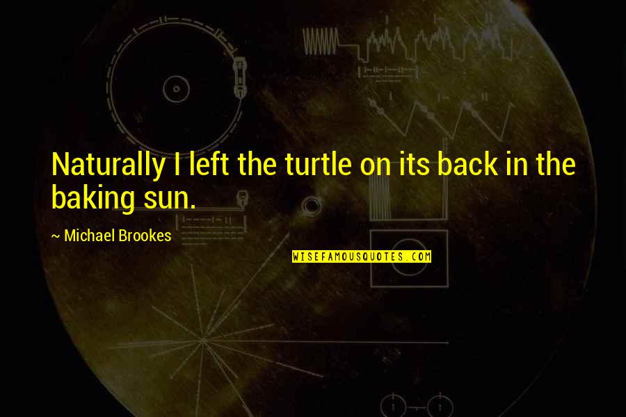 Baking Quotes By Michael Brookes: Naturally I left the turtle on its back Baking Quotes By Michael Brookes: Naturally I left the turtle on its back