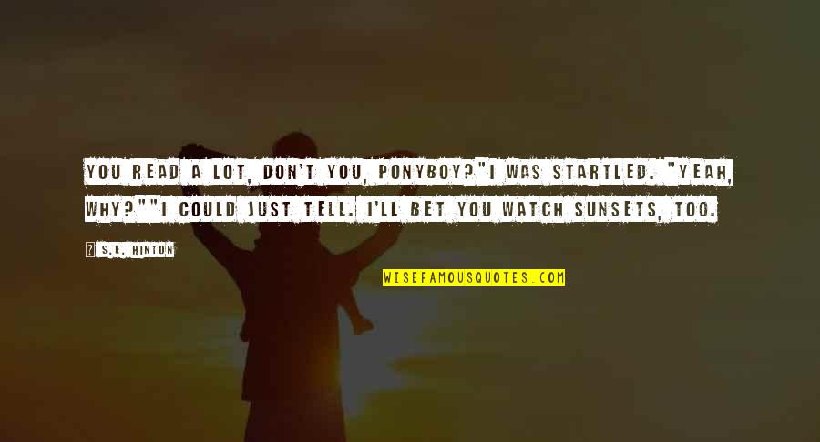 Bakkar Valley Quotes By S.E. Hinton: You read a lot, don't you, Ponyboy?"I was