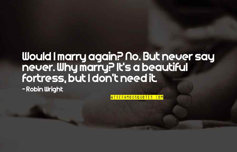 Bakteri E Quotes By Robin Wright: Would I marry again? No. But never say