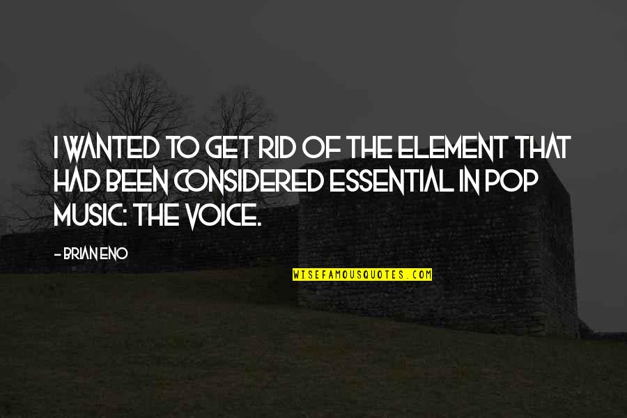 Balance And Focus Quotes By Brian Eno: I wanted to get rid of the element